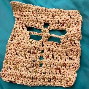 Handcrafted Crochet Tan/Earth tone dragonfly dish cloth.